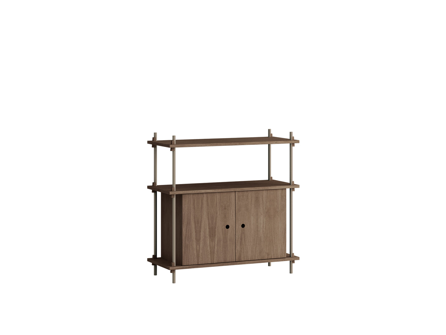 Moebe Shelving System - S.85.1.B Set in Warm Grey / Smoked Oak