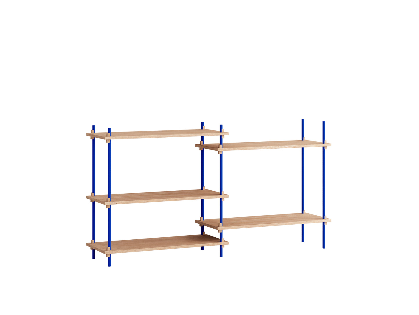 Moebe Shelving System - S.85.2.A Set in Deep Blue / Oak
