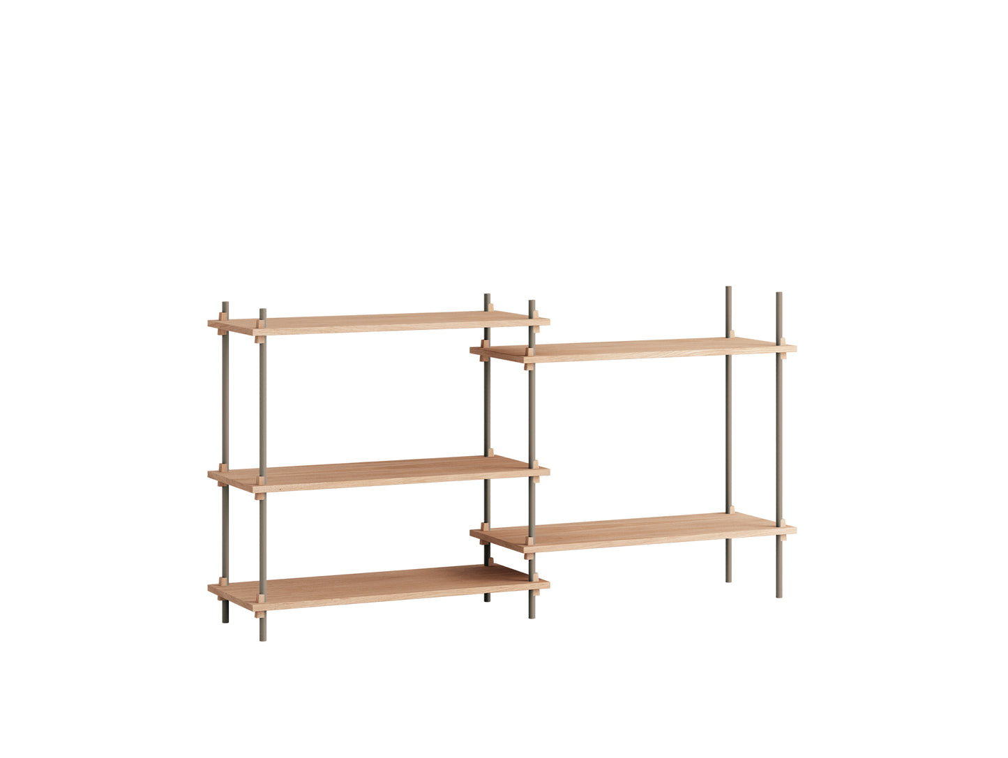 Moebe Shelving System - S.85.2.A Set in Warm Grey / Oak