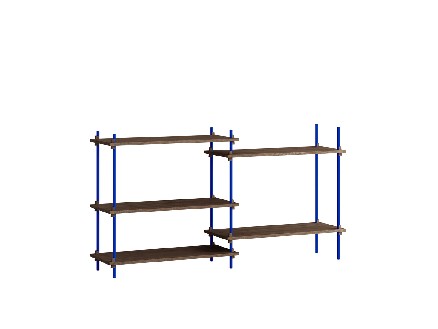 Moebe Shelving System - S.85.2.A Set in Deep Blue / Smoked Oak