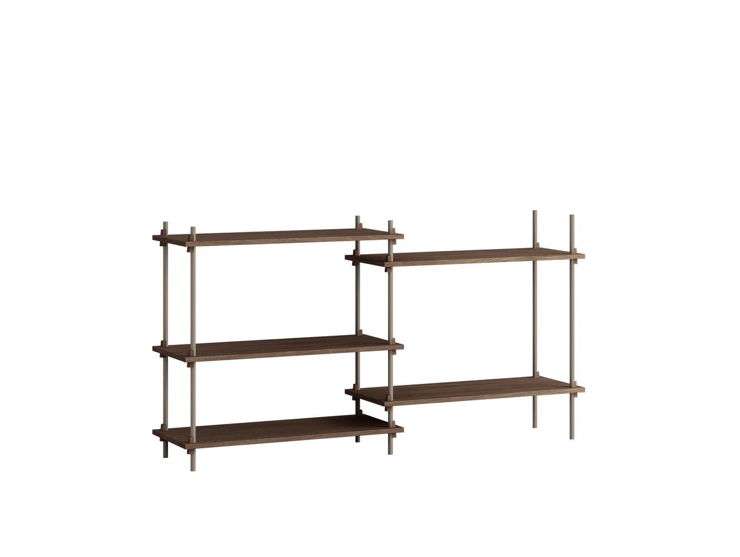 Moebe Shelving System - S.85.2.A Set in Warm Grey / Smoked Oak