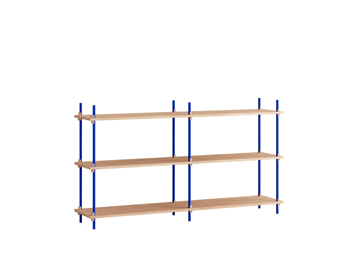 Moebe Shelving System - S.85.2.B Set in Deep Blue / Oiled Oak