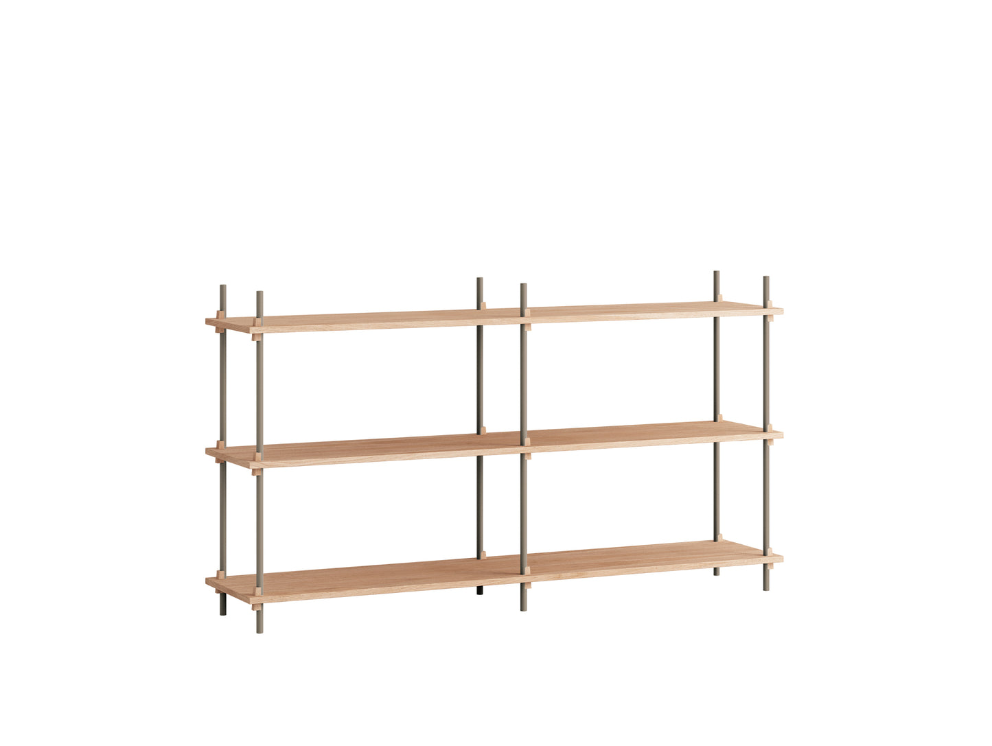 Moebe Shelving System - S.85.2.B Set in Warm Grey / Oiled Oak