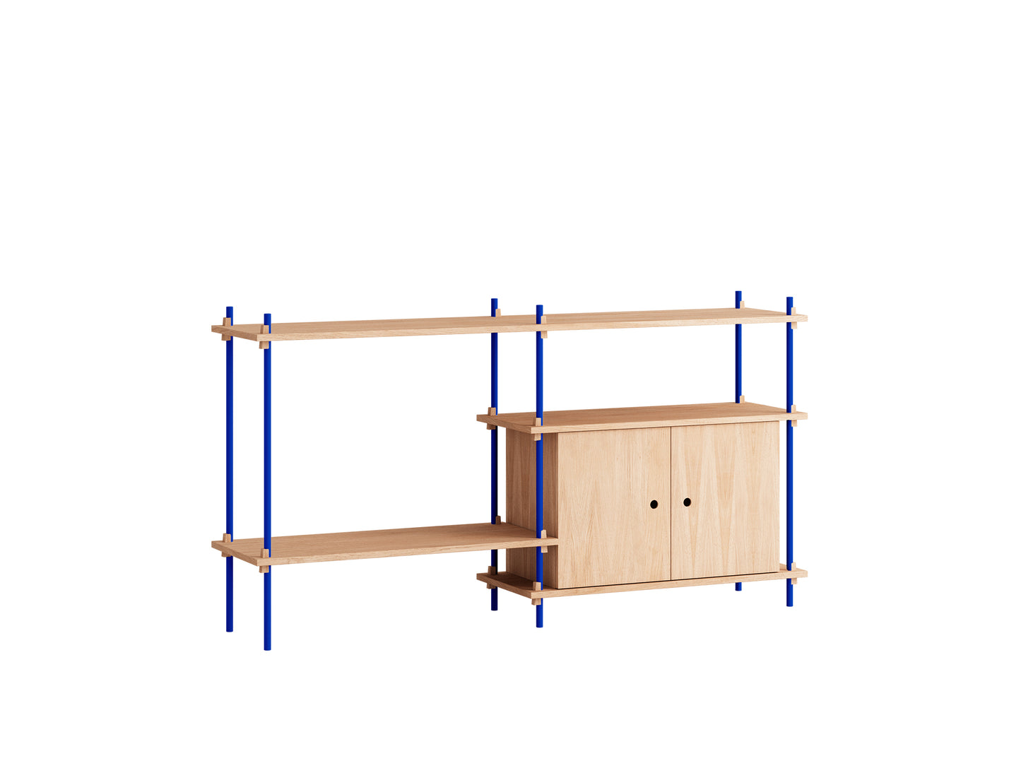 Moebe Shelving System - S.85.2.C Set in Deep Blue / Oiled Oak