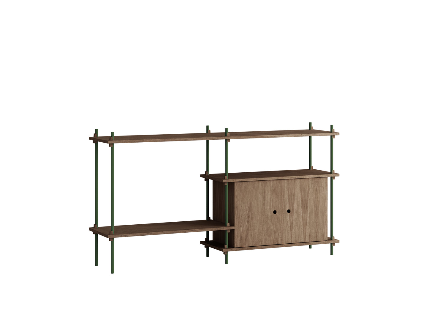 Moebe Shelving System - S.85.2.C Set in Pine Green / Smoked Oak