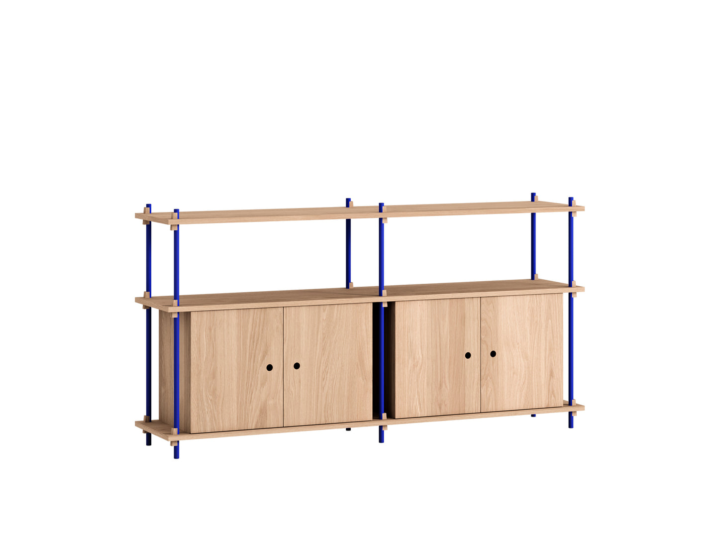 Moebe Shelving System - S.85.2.D Set in Deep Blue / Oiled Oak