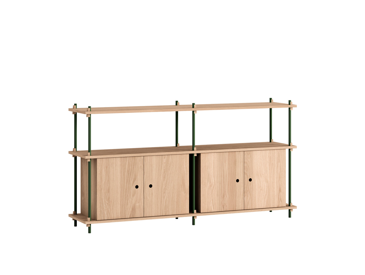 Moebe Shelving System - S.85.2.D Set in Pine Green / Oiled Oak