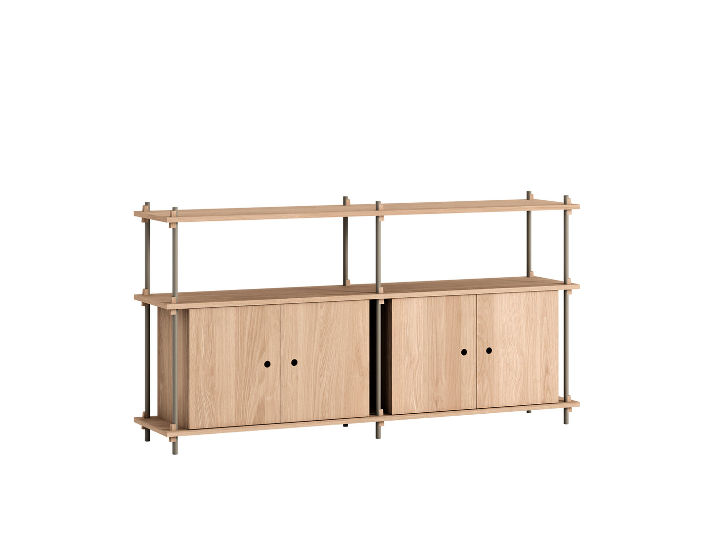 Moebe Shelving System - S.85.2.D Set in Warm Grey / Oiled Oak