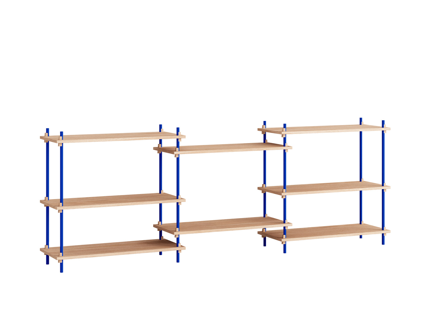 Moebe Shelving System - S.85.3.A Set in Deep Blue / Oiled Oak