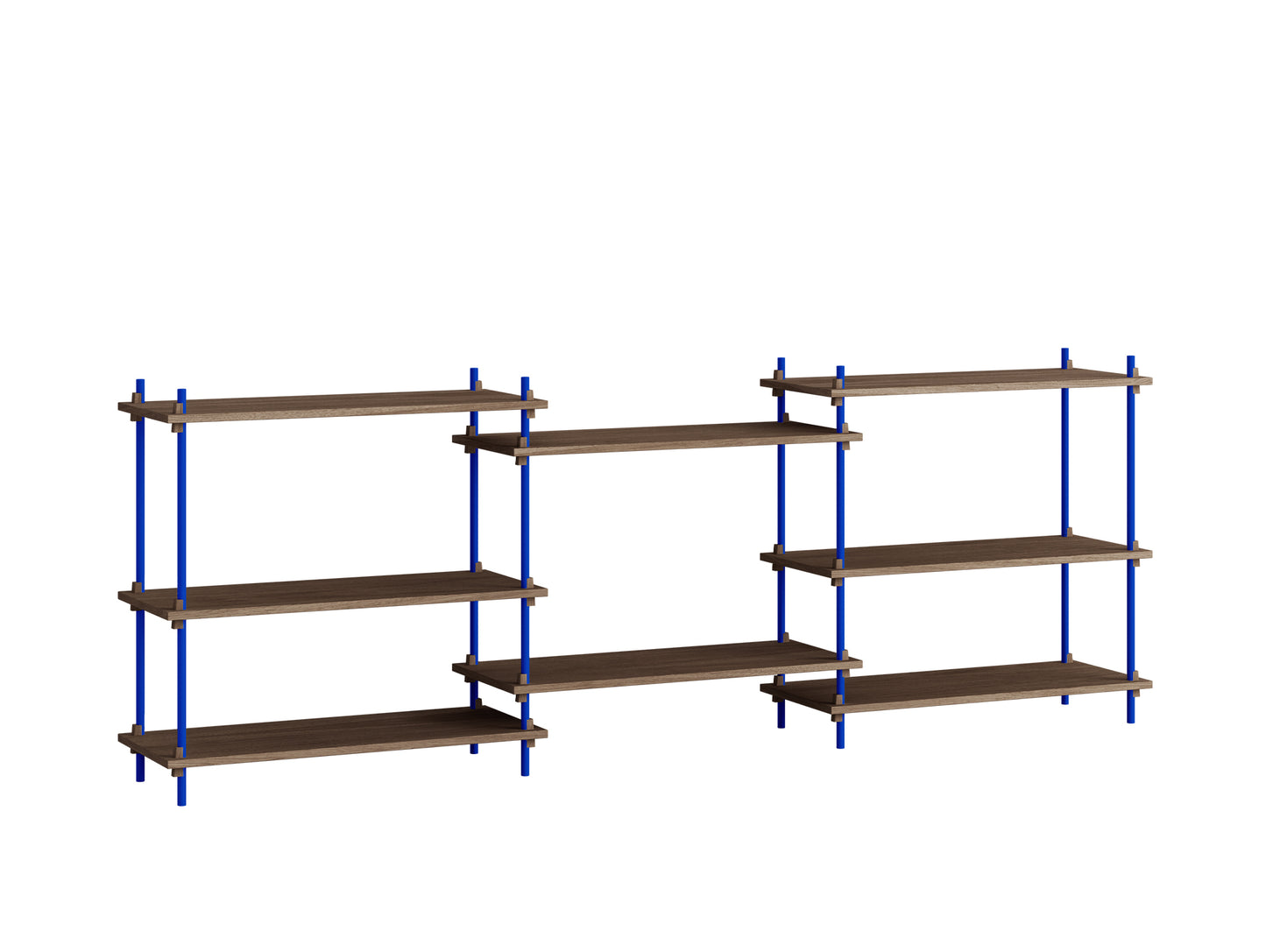 Moebe Shelving System - S.85.3.A Set in Deep Blue / Smoked Oak