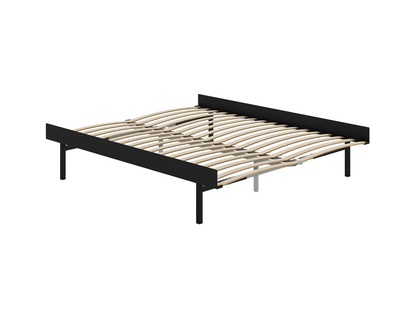 Bed 90 - 180 cm (High) by Moebe- Bed Frame / with 160cm wide Slats / Black