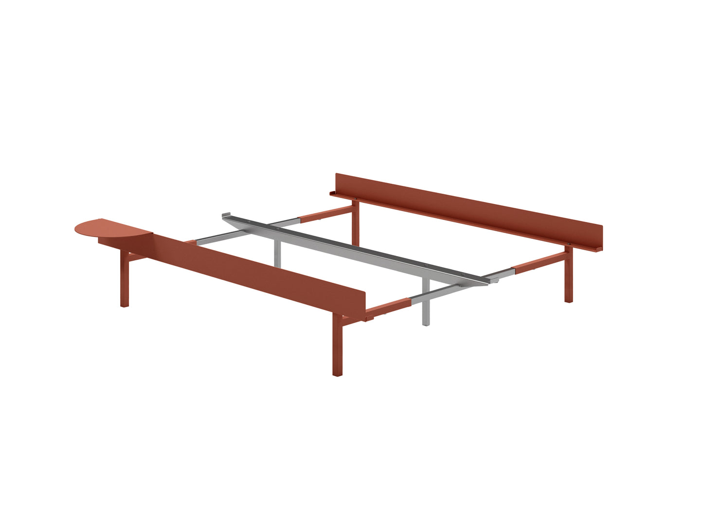 Bed 90 - 180 cm (High) by Moebe- Bed Frame / 1 Side Table / Terracotta