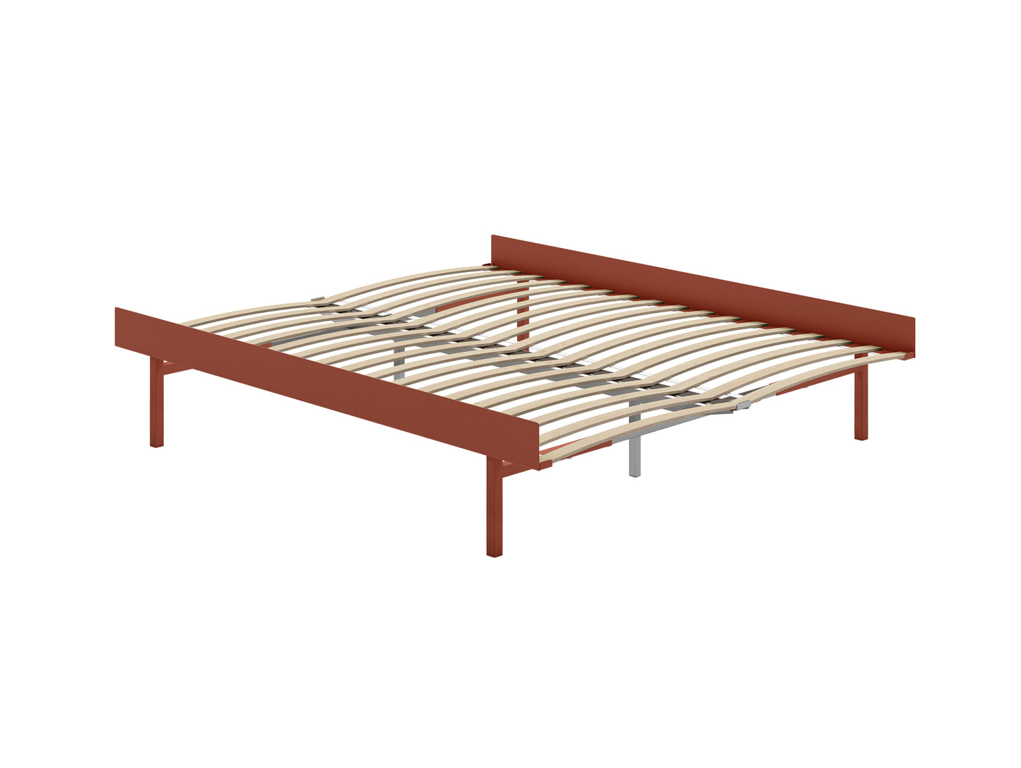 Bed 90 - 180 cm (High) by Moebe- Bed Frame / with 160cm wide Slats / Terracotta