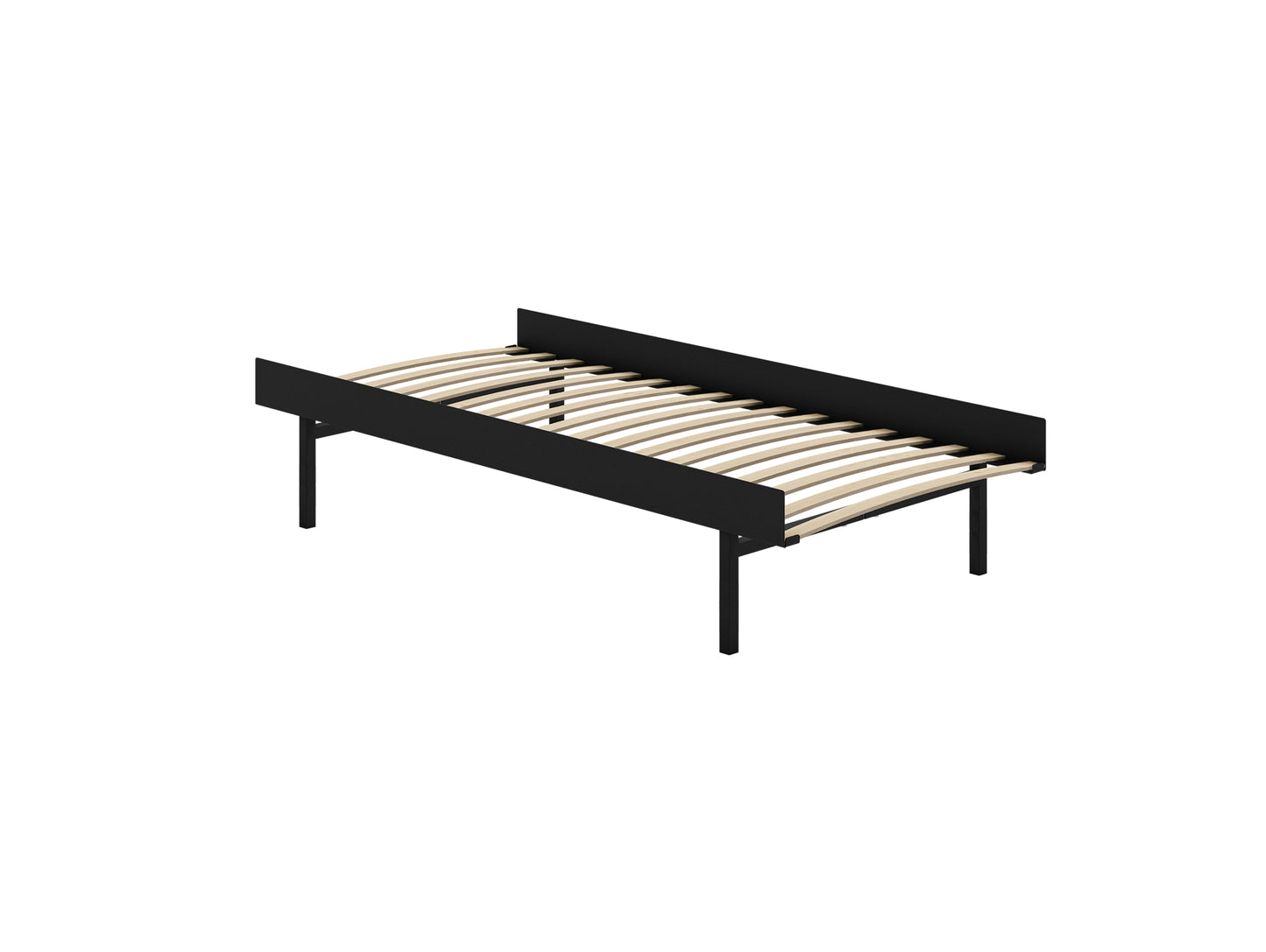 Bed 90 - 180 cm (High) by Moebe- Bed Frame / with 90cm wide Slats / Black