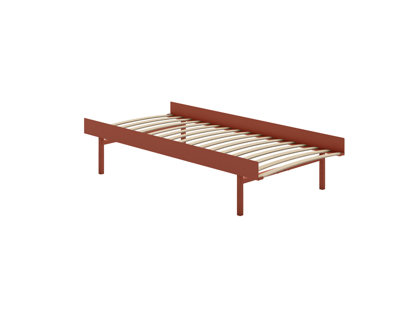 Bed 90 - 180 cm (High) by Moebe- Bed Frame / with 90cm wide Slats / Terracotta