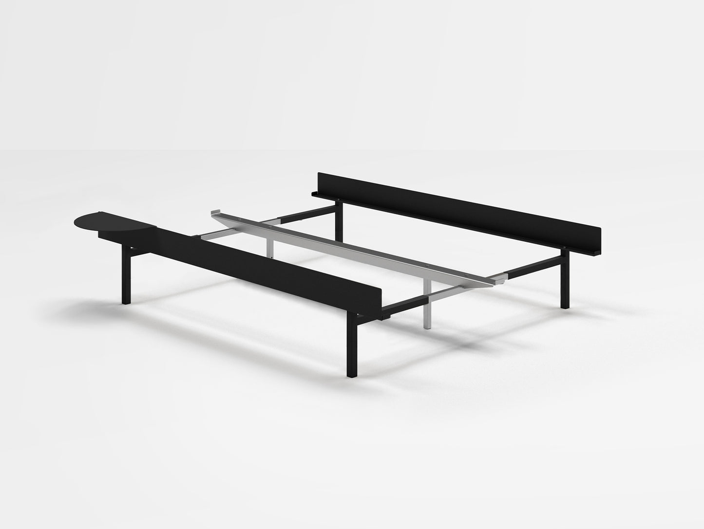 Moebe Bed 90 - 180 cm (High) Frame / No Slats / 1 Side Table / Black
