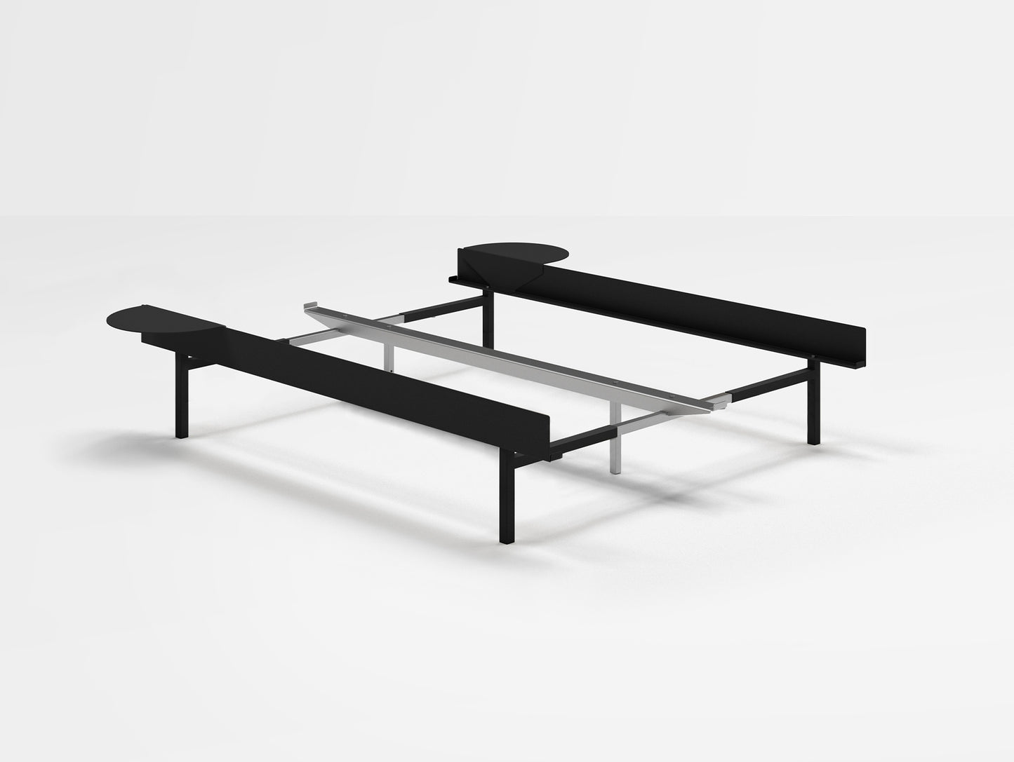 Moebe Bed 90 - 180 cm (High) Frame / No Slats / 2 Side Tables / Black