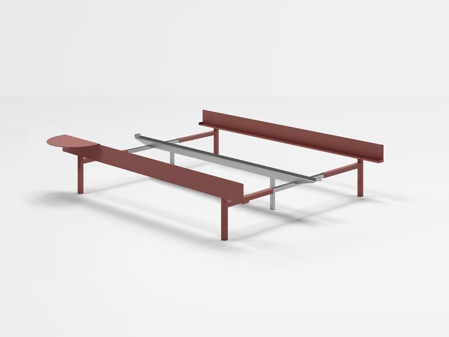 Moebe Bed 90 - 180 cm (High) Frame / No Slats / 1 Side Table / Dusty Rose