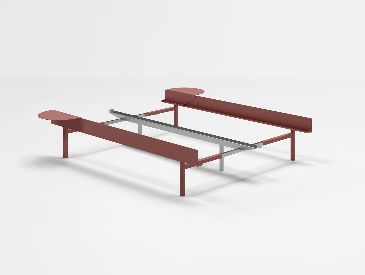 Moebe Bed 90 - 180 cm (High) Frame / No Slats / 2 Side Tables / Dusty Rose