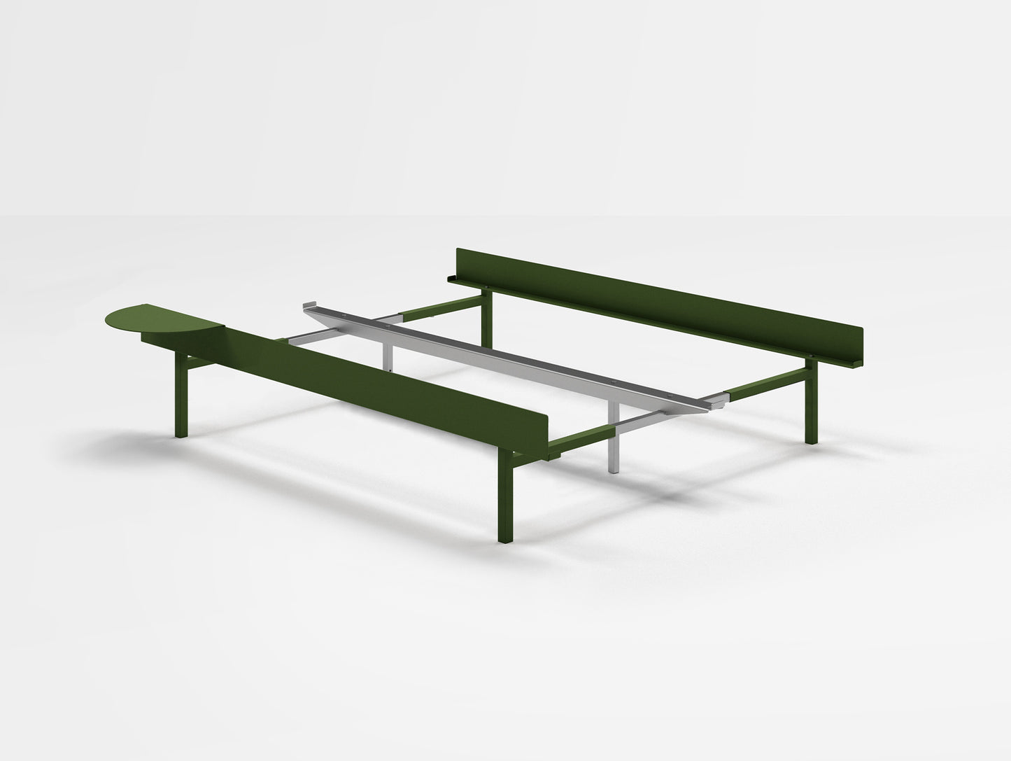 Moebe Bed 90 - 180 cm (High) Frame / No Slats / 1 Side Table / Pine Green