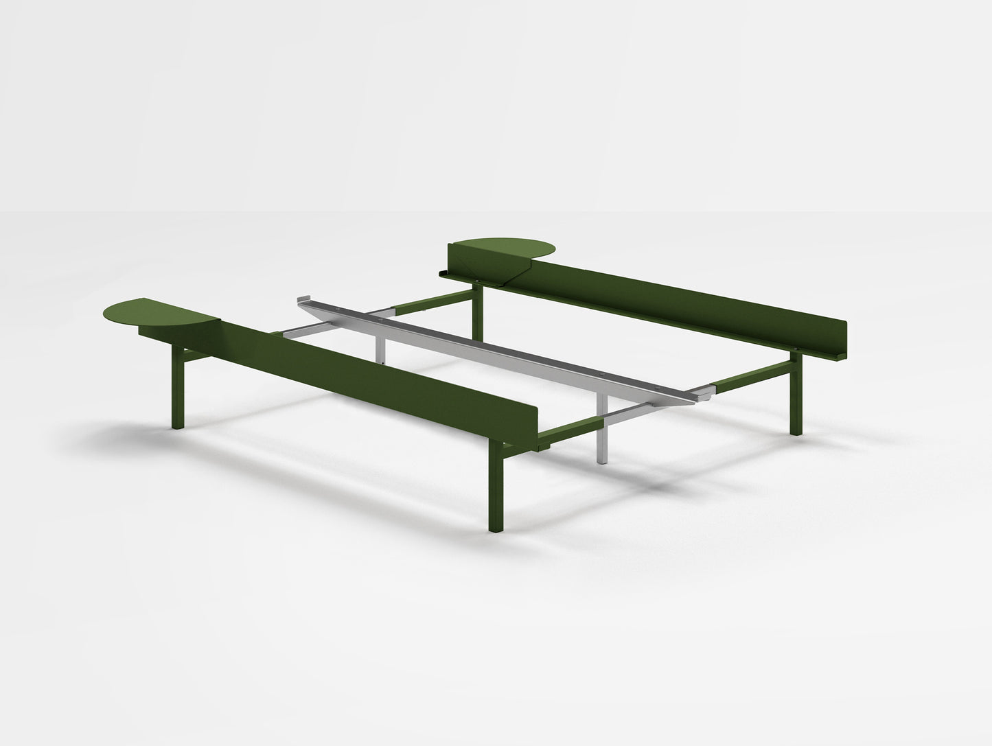 Moebe Bed 90 - 180 cm (High) Frame / No Slats / 2 Side Tables / Pine Green