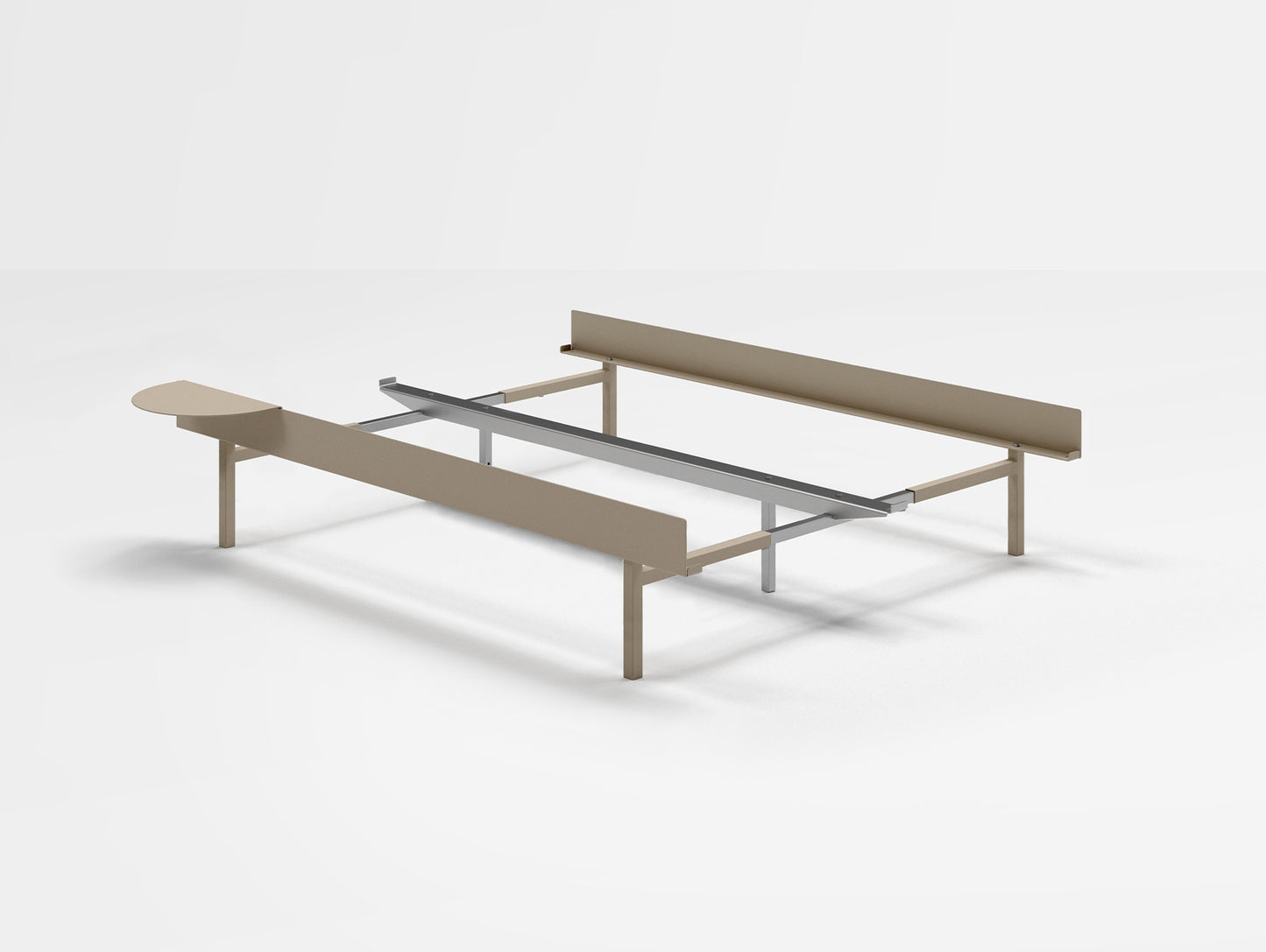 Moebe Bed 90 - 180 cm (High) Frame / No Slats / 1 Side Table / Sand