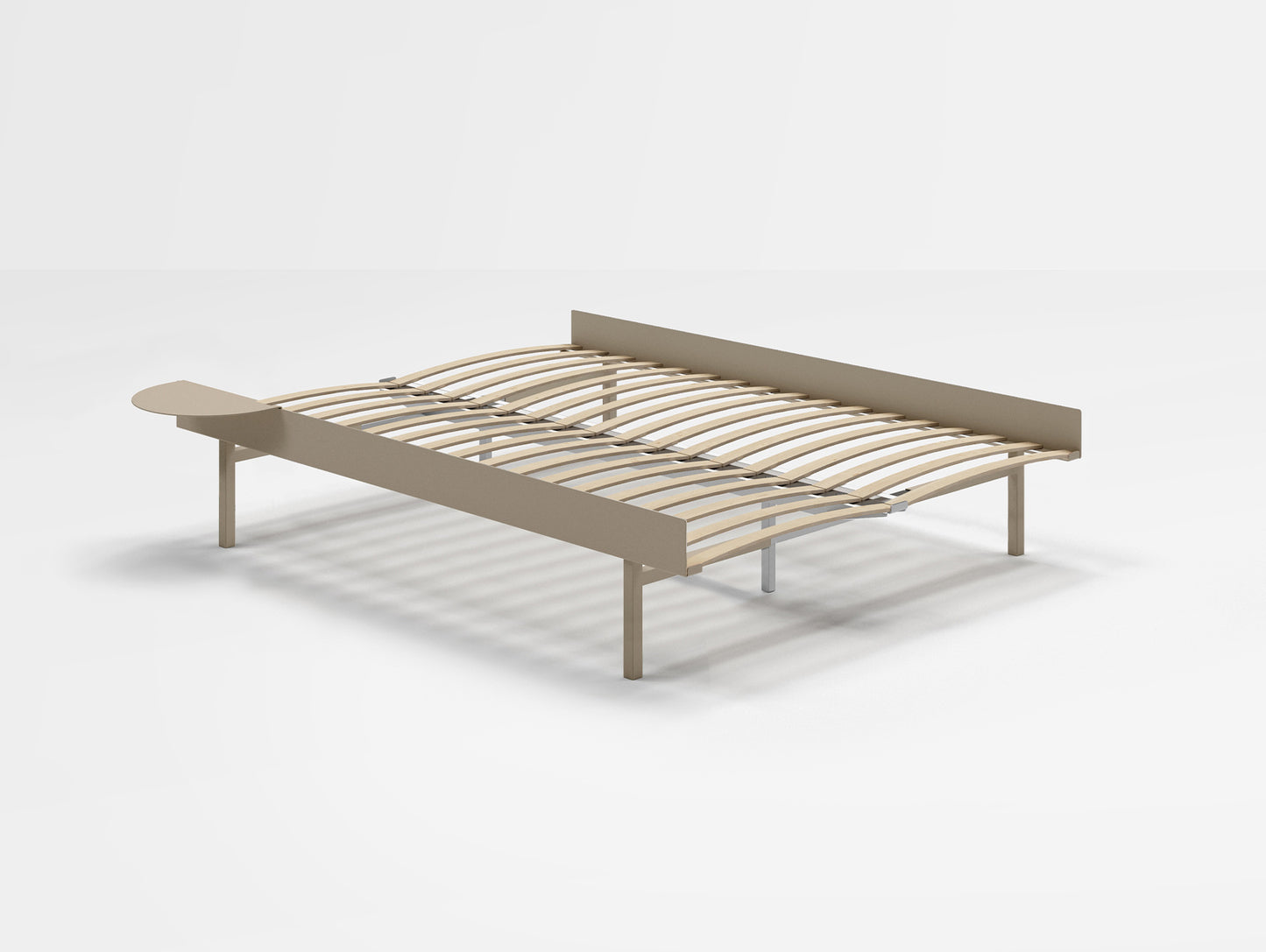 Moebe Bed 90 - 180 cm (High) Frame / with 140cm wide Slats / 1 Side Table / Sand