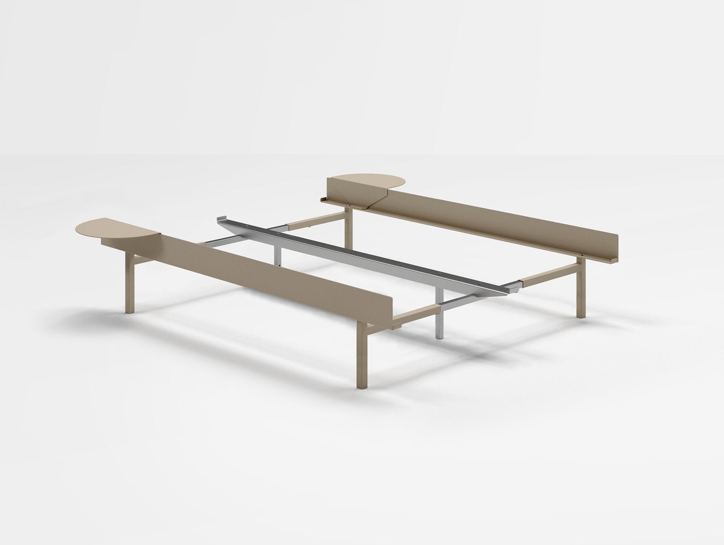 Moebe Bed 90 - 180 cm (High) Frame / No Slats / 2 Side Tables / Sand