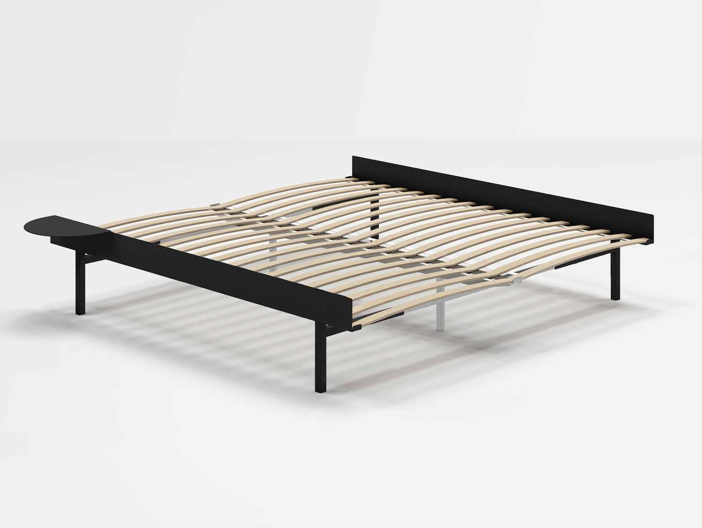 Moebe Bed 90 - 180 cm (High) Frame / with 180cm wide Slats / 1 Side Table / Black