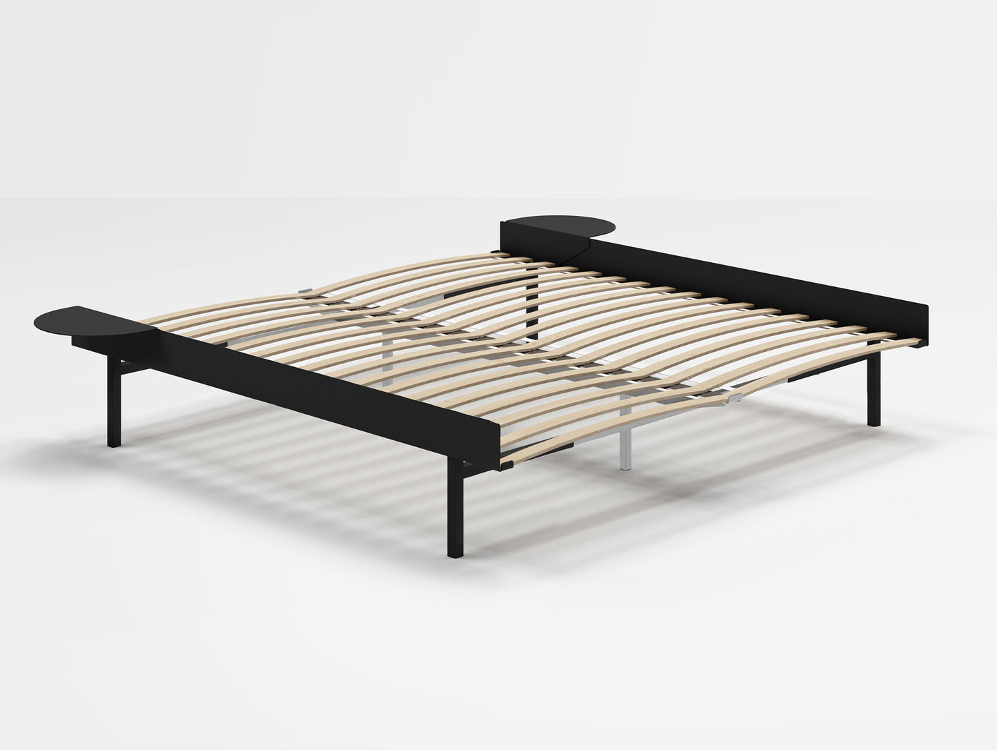 Moebe Bed 90 - 180 cm (High) Frame / with 180cm wide Slats / 2 Side Tables / Black