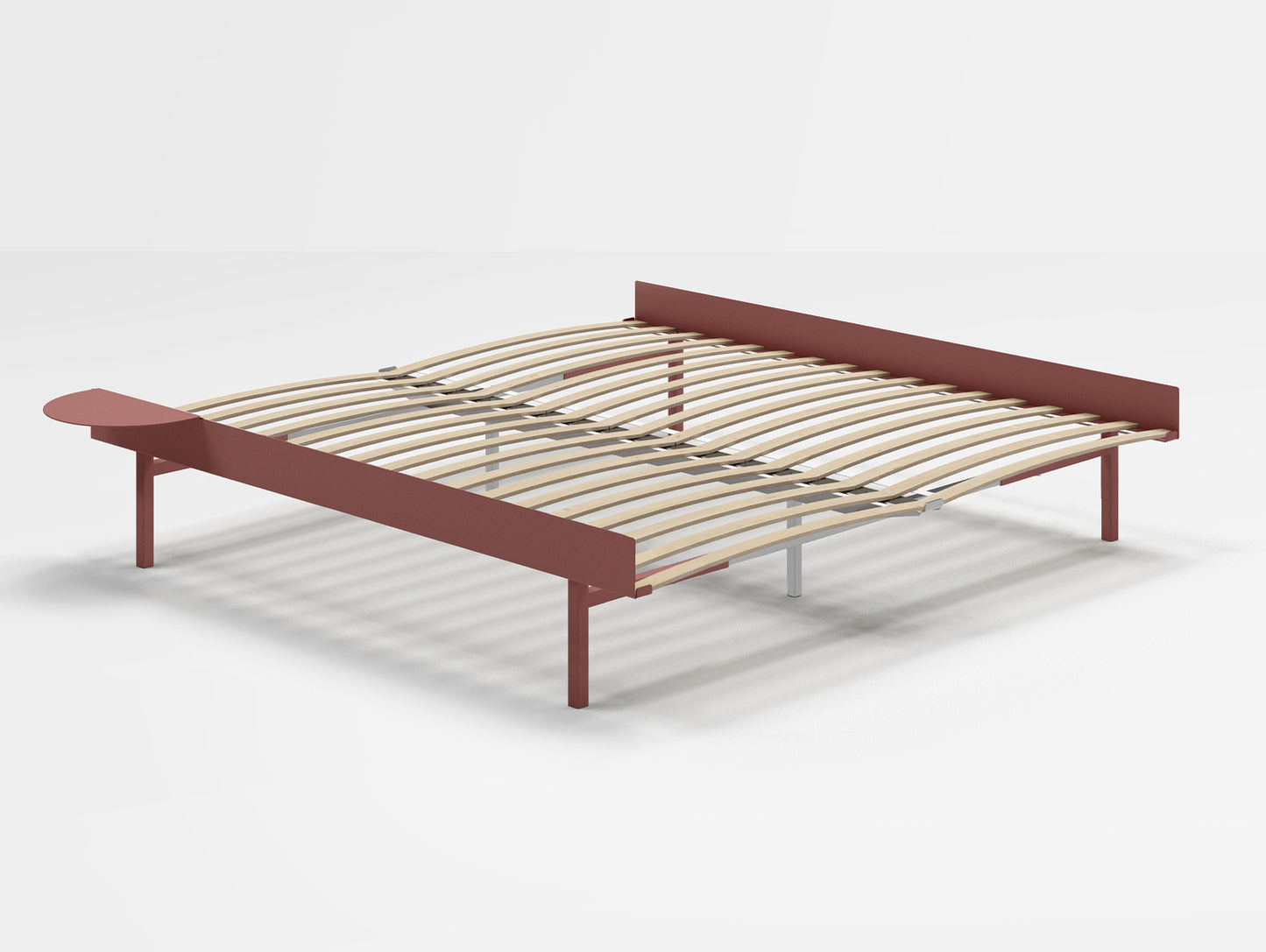 Moebe Bed 90 - 180 cm (High) Frame / with 180cm wide Slats / 1 Side Table / Dusty Rose