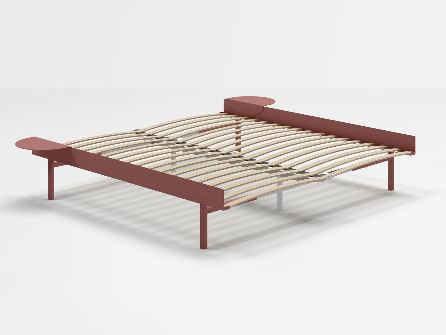 Moebe Bed 90 - 180 cm (High) Frame / with 180cm wide Slats / 2 Side Tables / Dusty Rose
