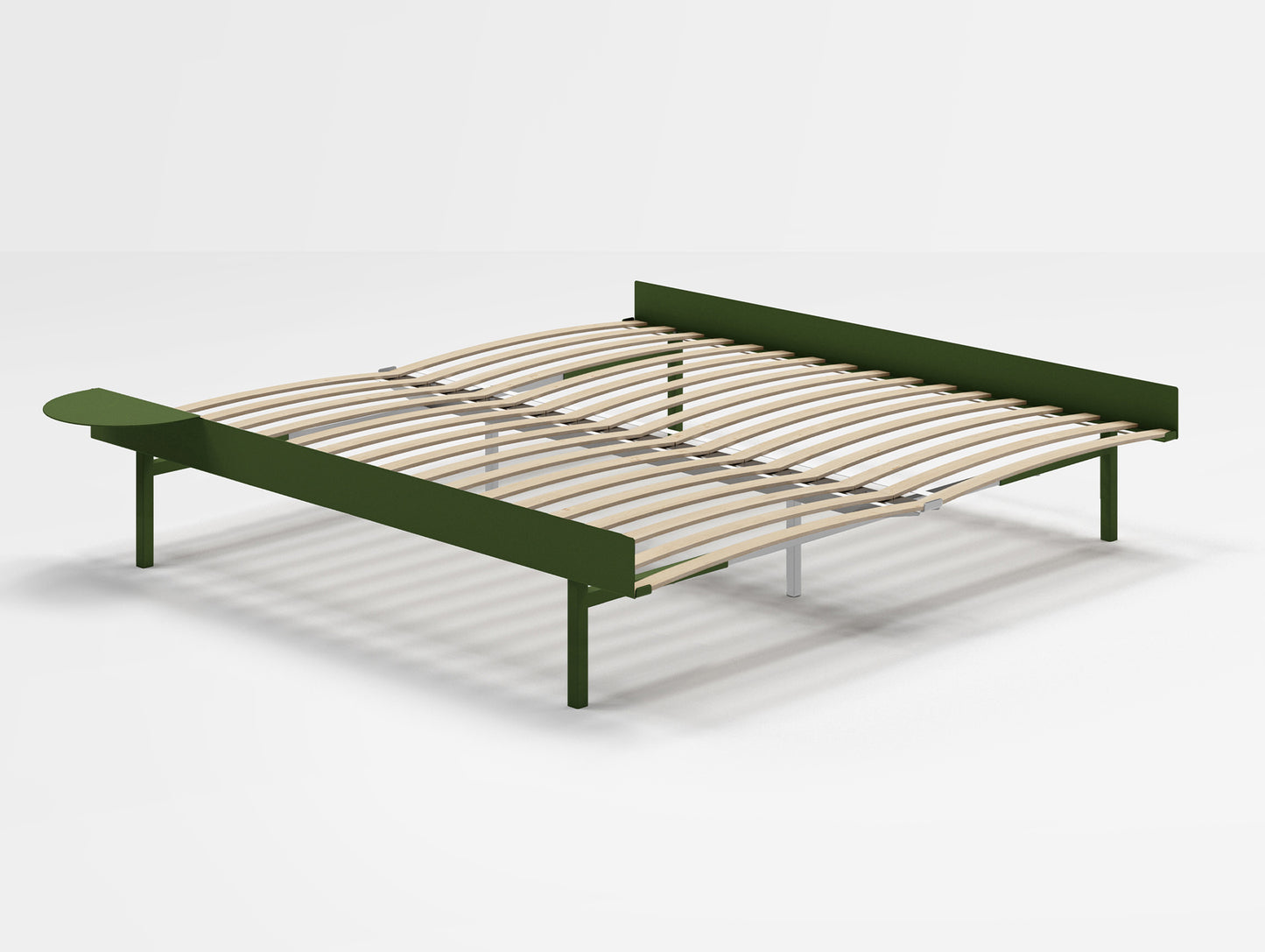 Moebe Bed 90 - 180 cm (High) Frame / with 180cm wide Slats / 1 Side Table / Pine Green
