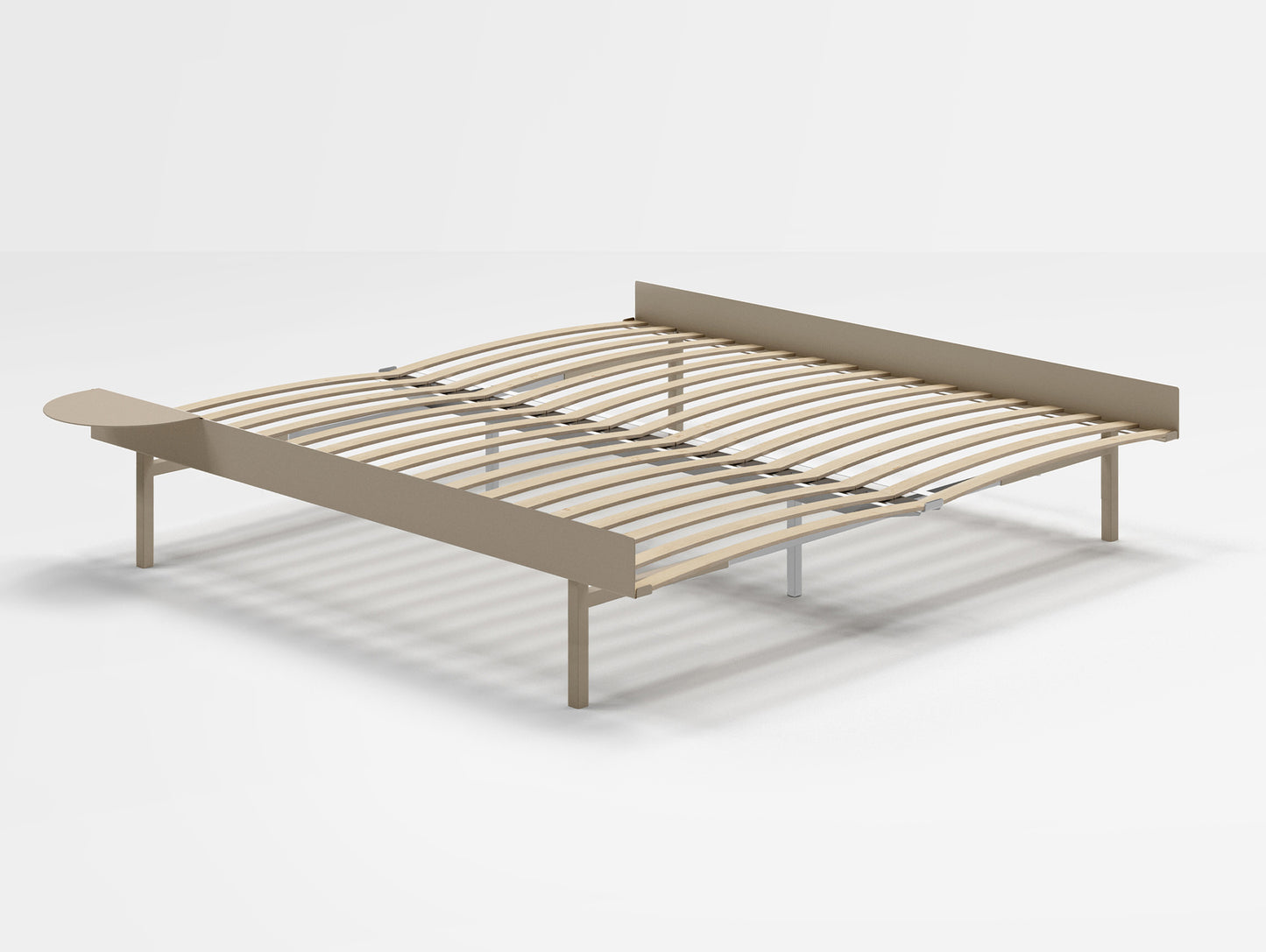 Moebe Bed 90 - 180 cm (High) Frame / with 180cm wide Slats / 1 Side Table / Sand