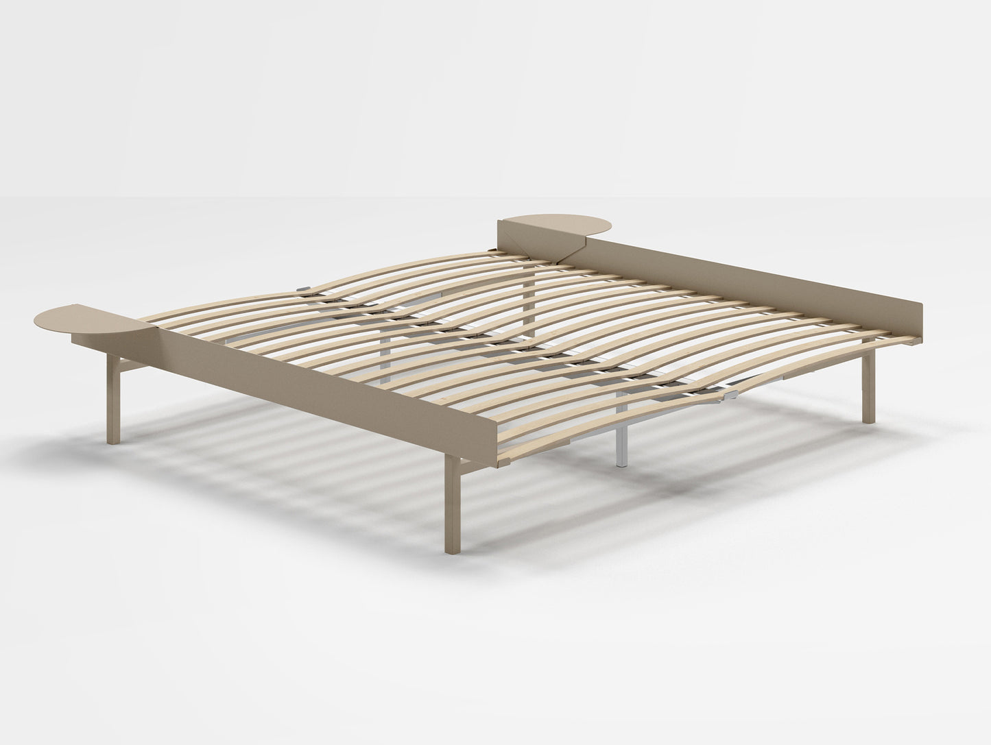 Moebe Bed 90 - 180 cm (High) Frame / with 180cm wide Slats / 2 Side Tables / Sand