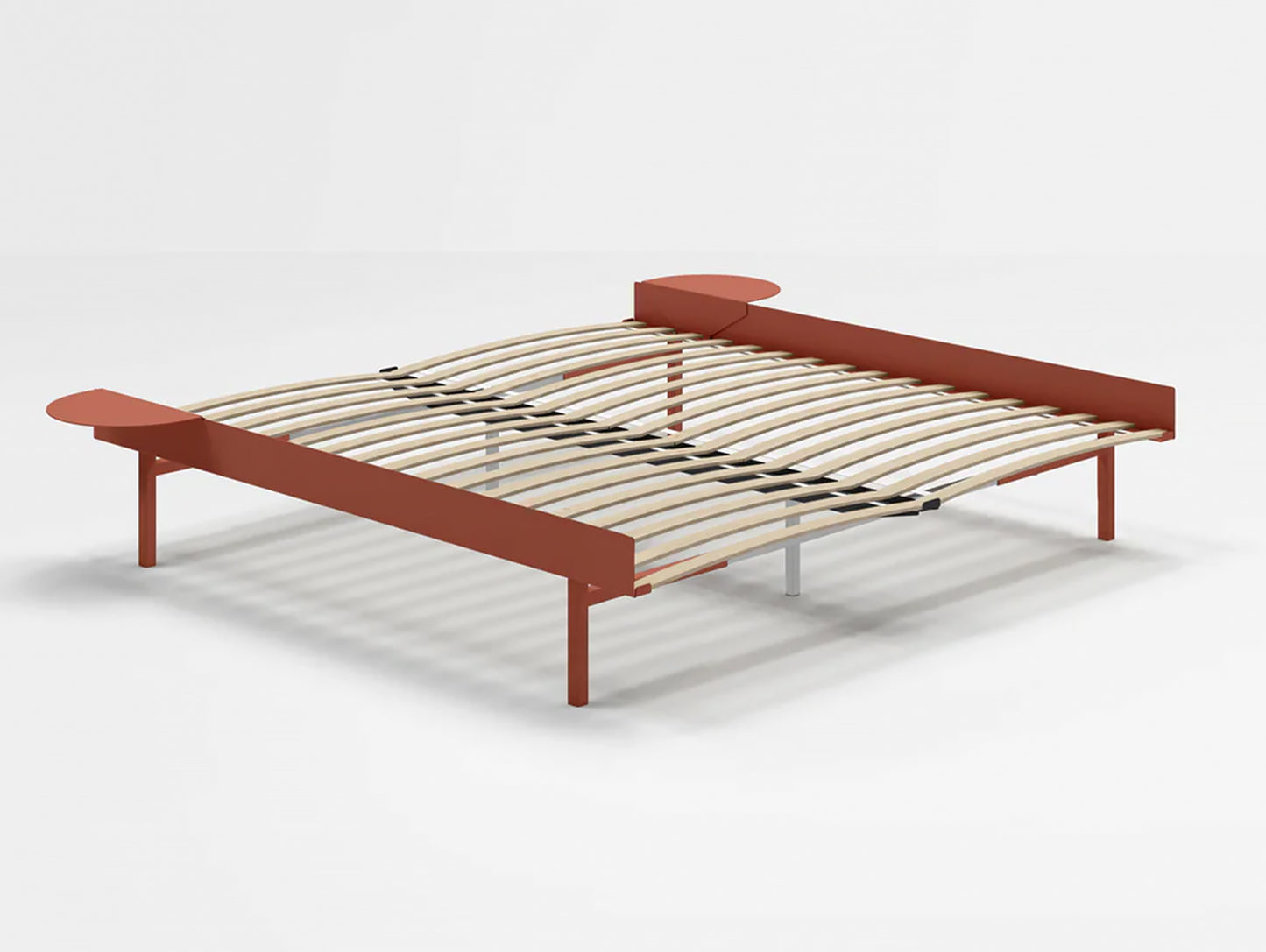 Moebe Bed 90 - 180 cm (High) Frame / with 180cm wide Slats / 2 Side Tables / Terracotta