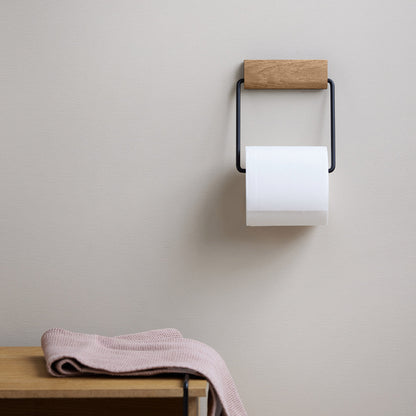 Wooden Toilet Roll Holder by Moebe - Black Poweder Coated Stainless Steel