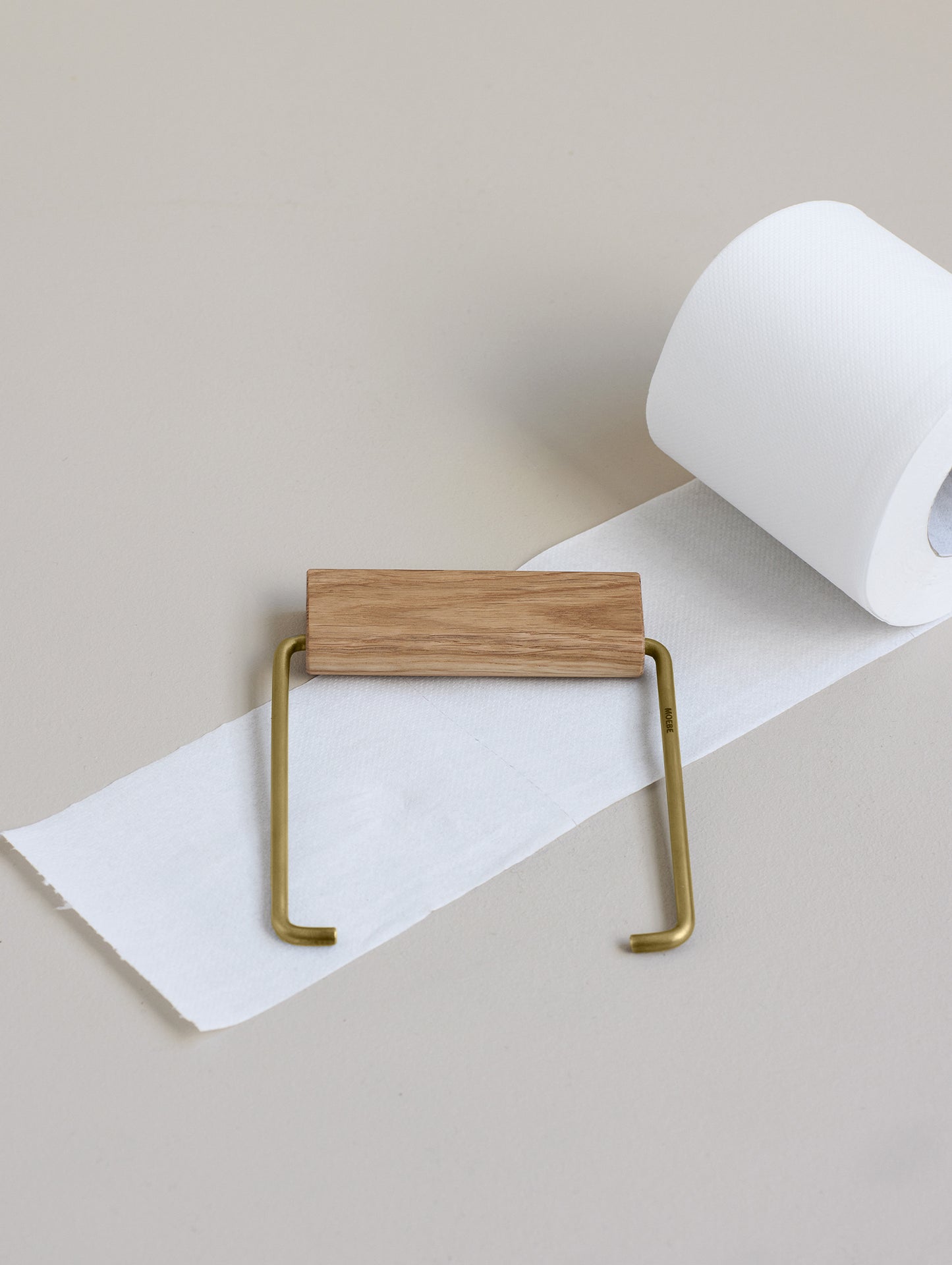 Wooden Toilet Roll Holder by Moebe - Brass