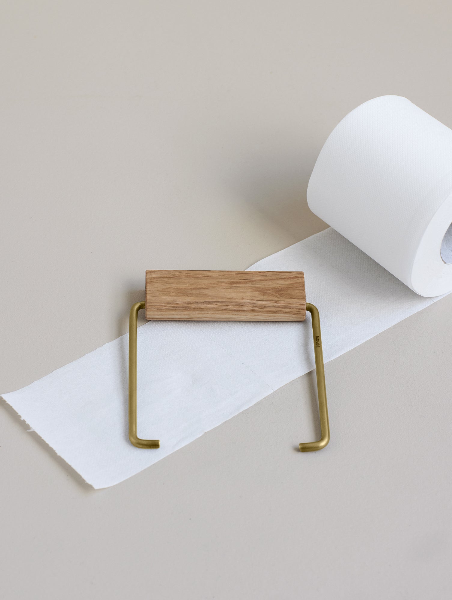 Wooden Toilet Roll Holder by Moebe - Brass