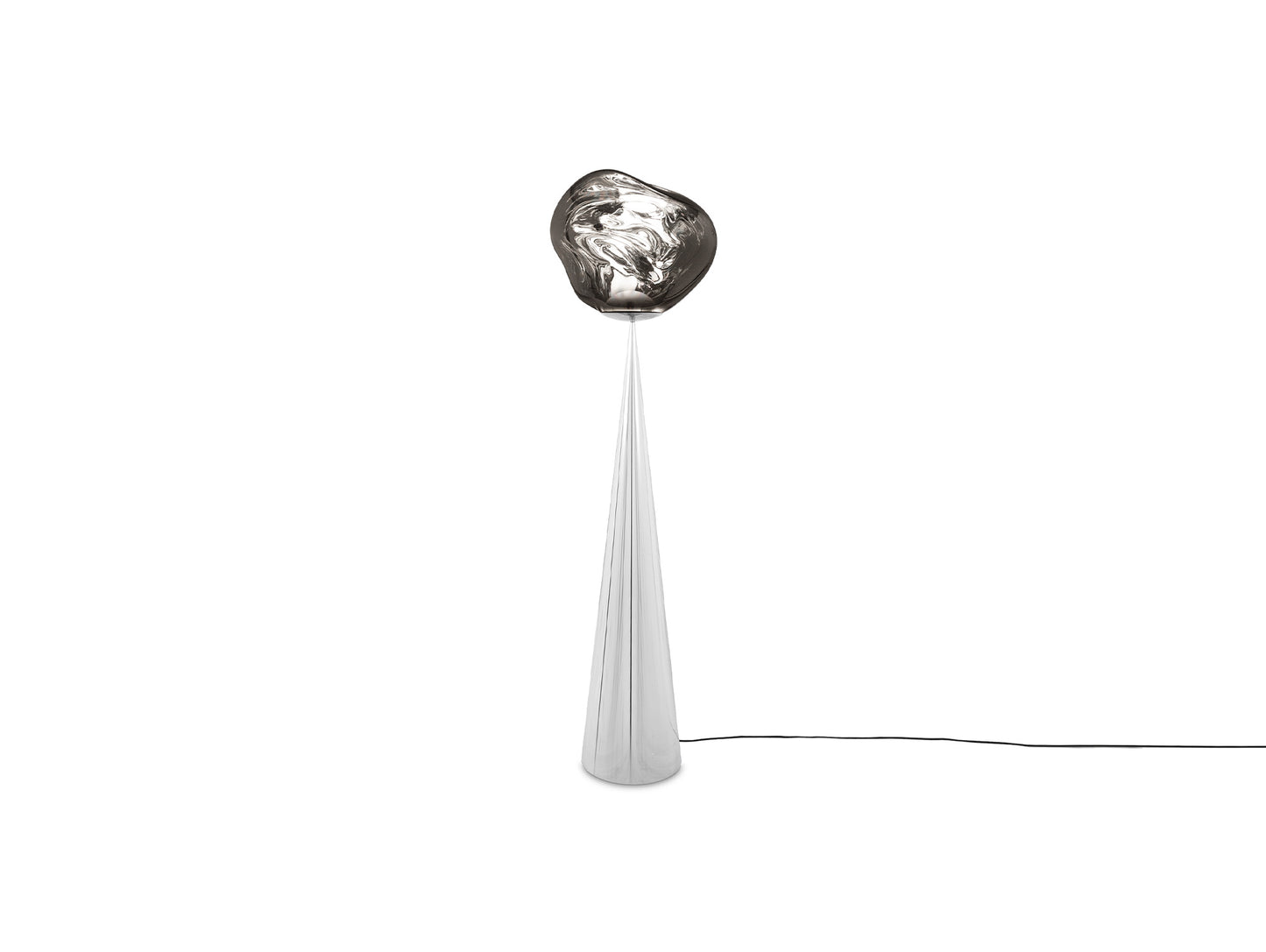 Melt LED Cone Fat Floor Lamp by Tom Dixon - Silver Cone / Silver