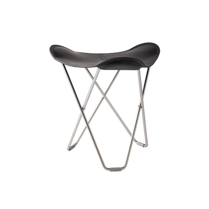 Pampa Flying Goose Stool by Cuero - Chrome Frame / Black Leather