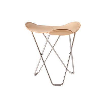 Pampa Flying Goose Stool by Cuero - Chrome Frame / Crude Leather