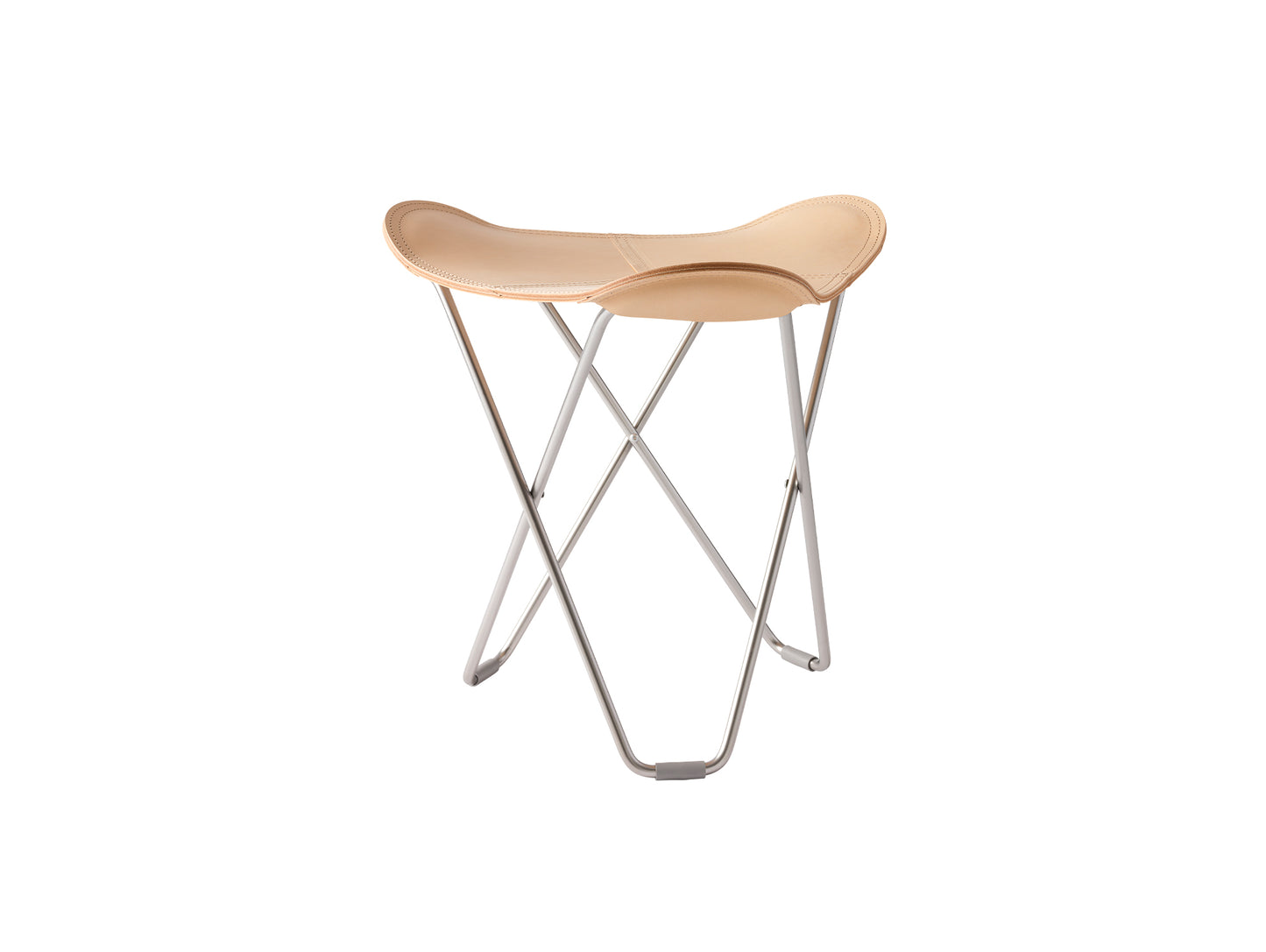 Pampa Flying Goose Stool by Cuero - Chrome Frame / Crude Leather