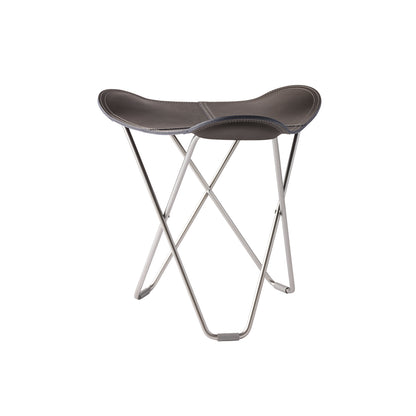 Pampa Flying Goose Stool by Cuero - Chrome Frame / Graphite Leather