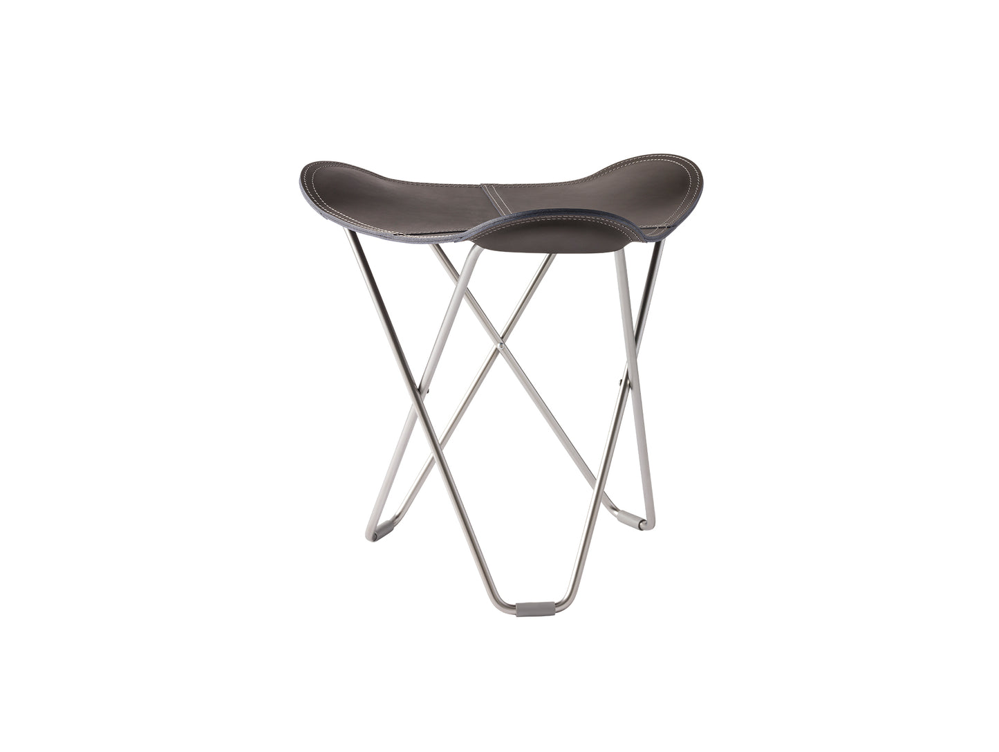 Pampa Flying Goose Stool by Cuero - Chrome Frame / Graphite Leather