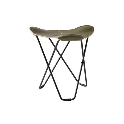 Pampa Flying Goose Stool by Cuero - Black Frame / Grass Green Leather