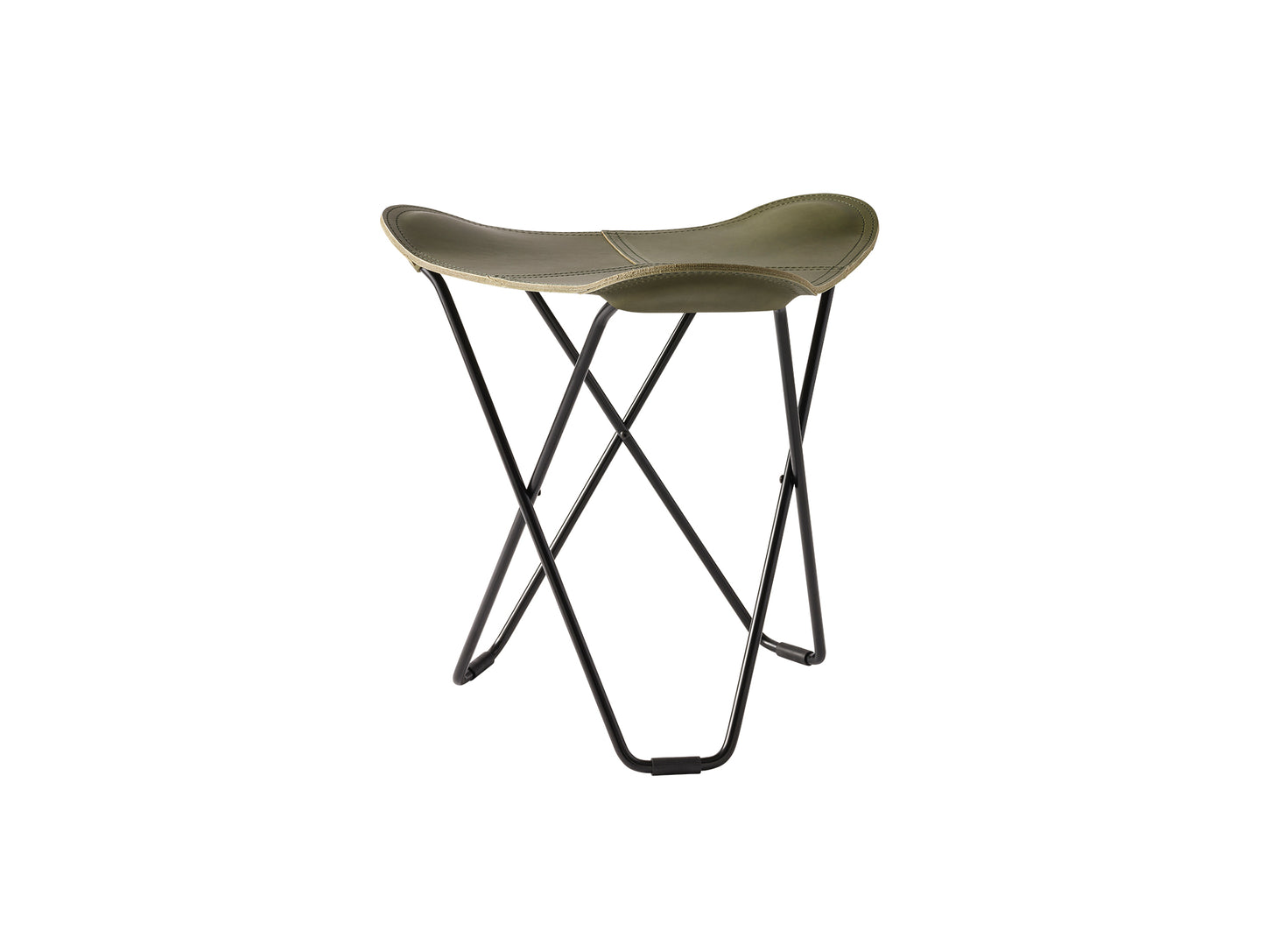 Pampa Flying Goose Stool by Cuero - Black Frame / Grass Green Leather