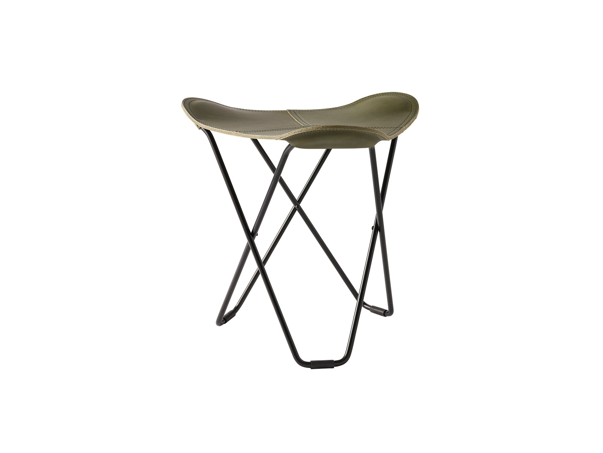 Pampa Flying Goose Stool by Cuero - Black Frame / Grass Green Leather