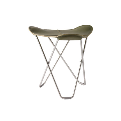 Pampa Flying Goose Stool by Cuero - Chrome Frame / Grass Green Leather