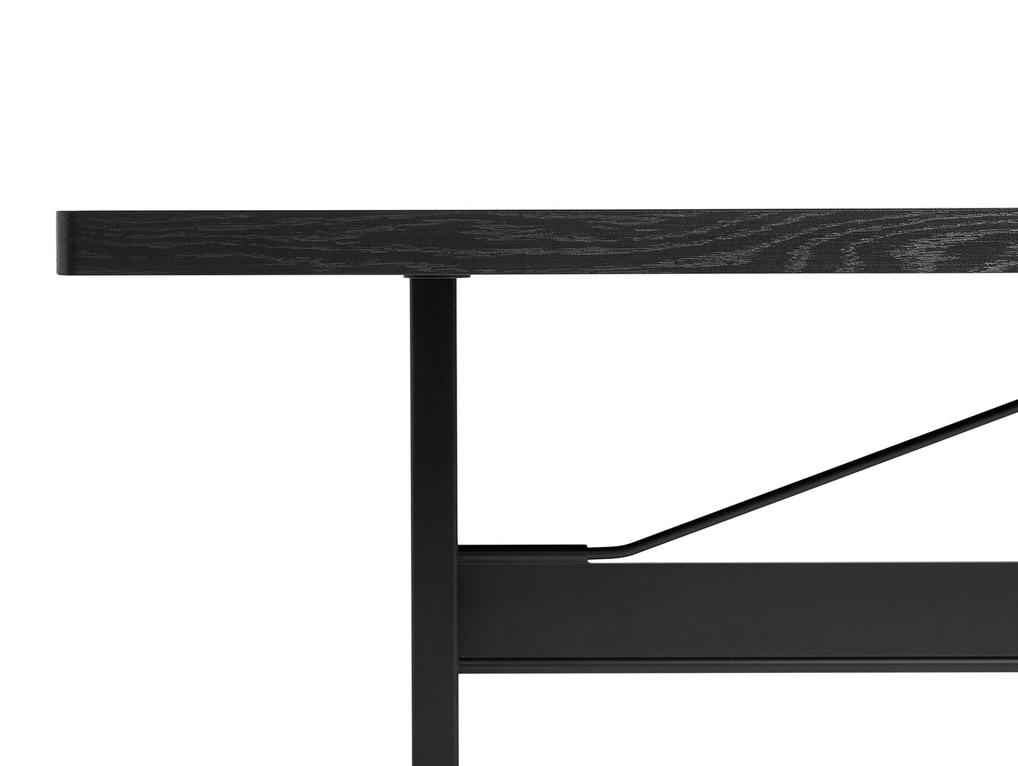 Passerelle Table by HAY - Black Linoleum Tabletop / In Black Oak Frame / Ink Black Crossbar